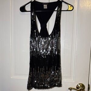 Lipstick Boutique Black & Silver Sequins Tank Top